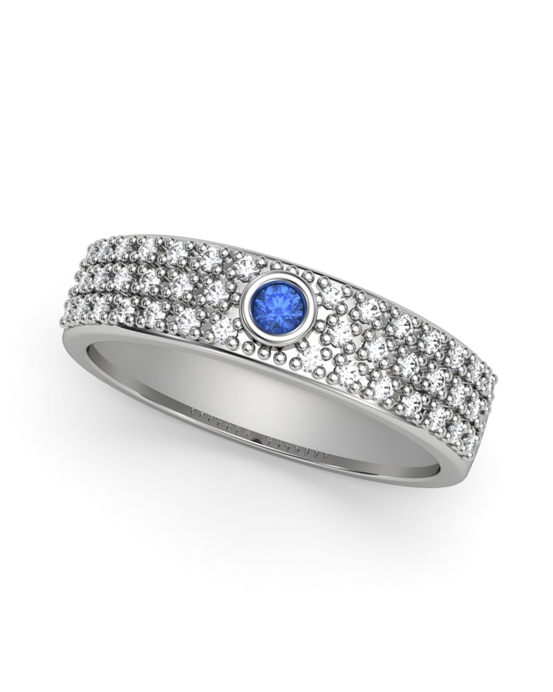 ANILLO ORO PAVE DIAMANTE 0,26 CT Y ZAFIRO - CRESBER