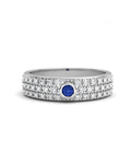 ANILLO ORO PAVE DIAMANTE 0,26 CT Y ZAFIRO - CRESBER