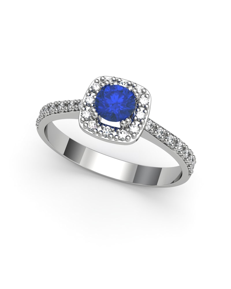 ANILLO ORO BTES 0,17 CT Y ZAFIRO - CRESBER