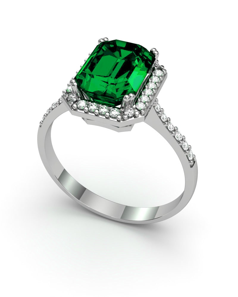 ANILLO VENDOME ORO DIAMANTES 0.25 CT ESMERALDA OCT. 8X6MM - CRESBER
