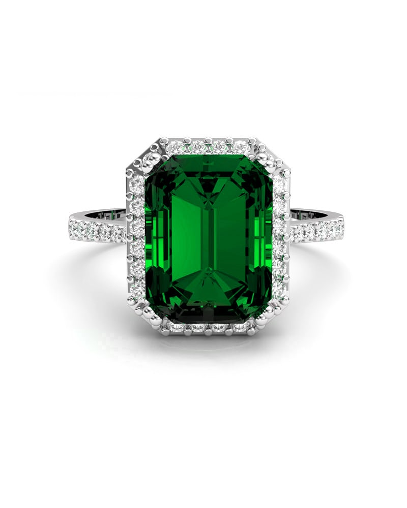 ANILLO VENDOME ORO DIAMANTES 0.25 CT ESMERALDA OCT. 8X6MM - CRESBER