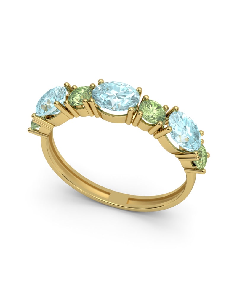 ANILLO FALLS ORO TOPACIO AZUL Y PERIDOTO - CRESBER