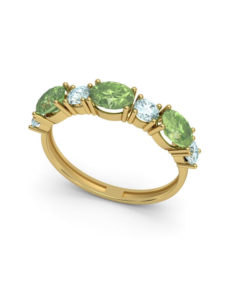 ANILLO FALLS ORO PERIDOTO Y TOPACIO AZUL - CRESBER