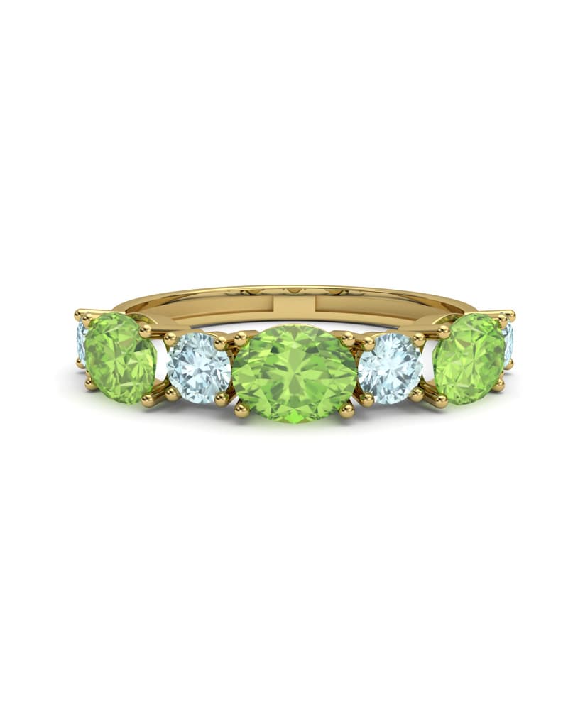 ANILLO FALLS ORO PERIDOTO Y TOPACIO AZUL - CRESBER