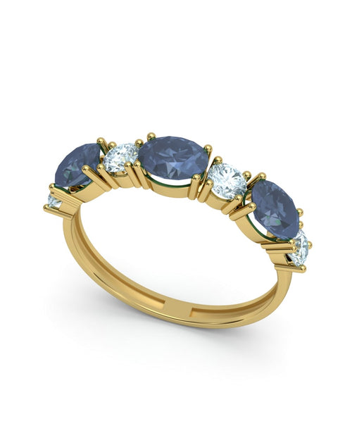 ANILLO FALLS ORO LONDON Y TOPACIO AZUL - CRESBER