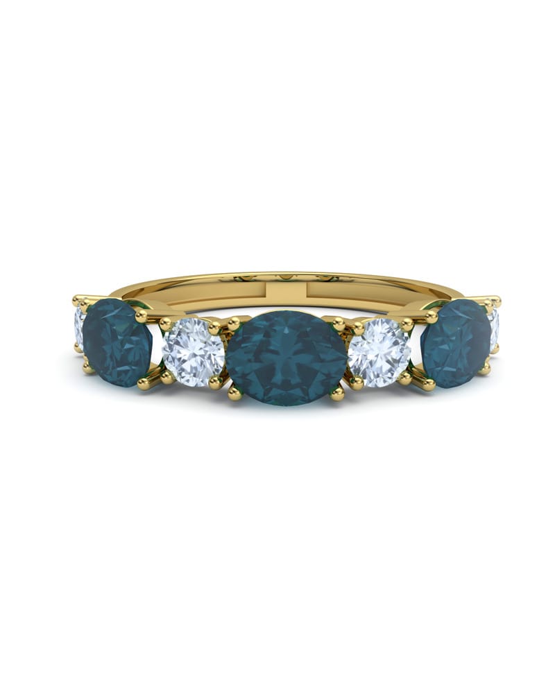 ANILLO FALLS ORO LONDON Y TOPACIO AZUL - CRESBER