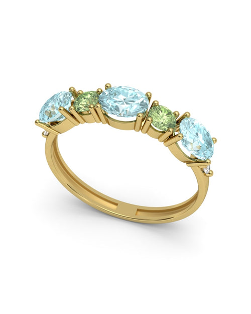 ANILLO FALLS ORO DIAMANTE 0,01 CT TOPACIO AZUL Y PERIDOT - CRESBER