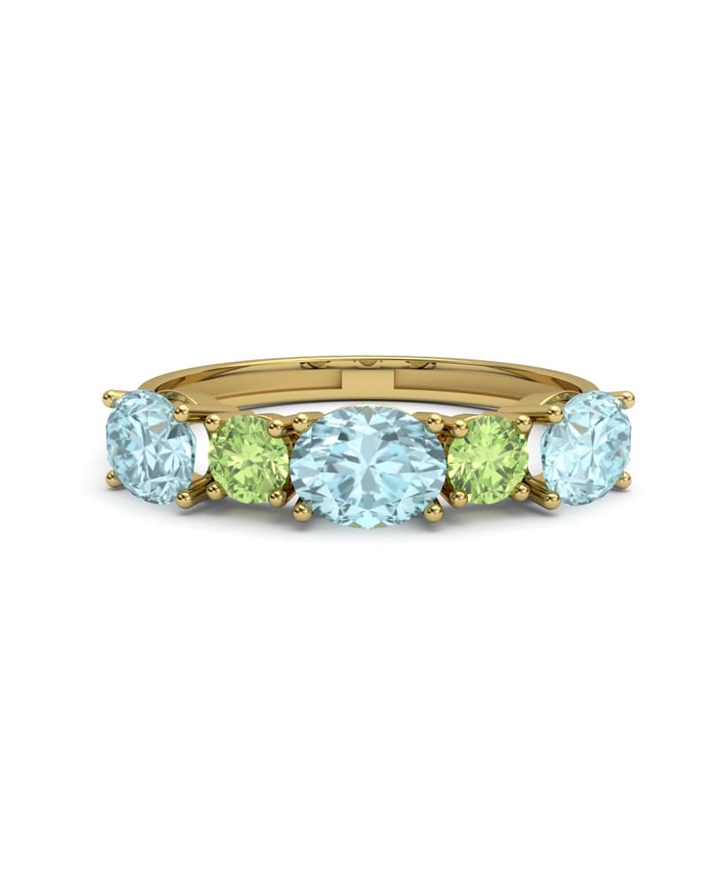 ANILLO FALLS ORO DIAMANTE 0,01 CT TOPACIO AZUL Y PERIDOT - CRESBER