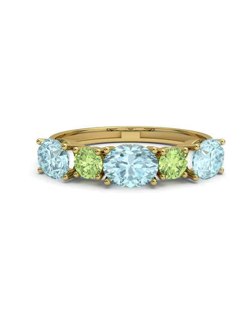 ANILLO FALLS ORO DIAMANTE 0,01 CT TOPACIO AZUL Y PERIDOT - CRESBER