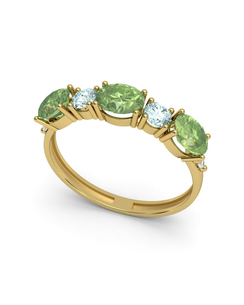 ANILLO FALLS ORO DIAMANTE 0,01 CT PERIDOTO Y TOPACIO AZU - CRESBER