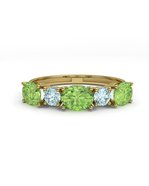 ANILLO FALLS ORO DIAMANTE 0,01 CT PERIDOTO Y TOPACIO AZU - CRESBER