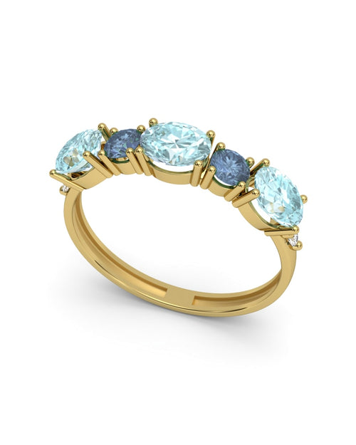 ANILLO FALLS ORO DIAMANTE 0,01 CT TOPACIO AZUL Y LONDON - CRESBER