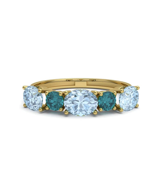 ANILLO FALLS ORO DIAMANTE 0,01 CT TOPACIO AZUL Y LONDON - CRESBER