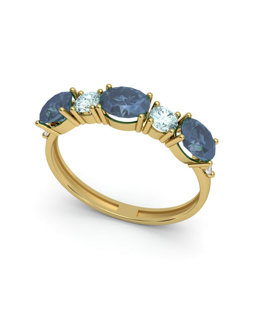 ANILLO FALLS ORO DIAMANTE 0,01 CT LONDON Y TOPACIO AZUL - CRESBER