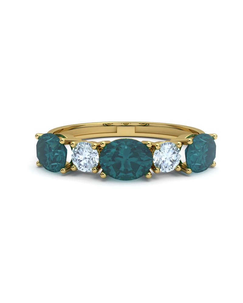 ANILLO FALLS ORO DIAMANTE 0,01 CT LONDON Y TOPACIO AZUL - CRESBER