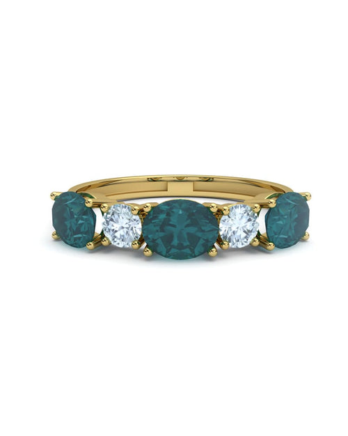 ANILLO FALLS ORO DIAMANTE 0,01 CT LONDON Y TOPACIO AZUL - CRESBER