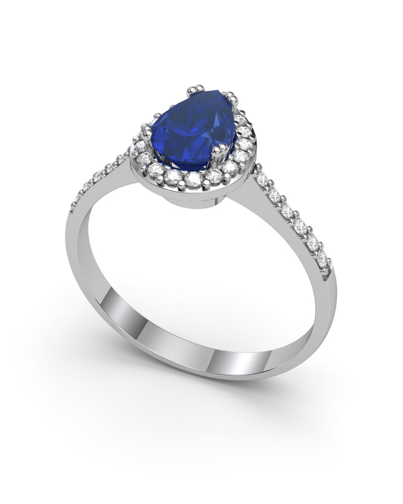 ANILLO VENDOME ORO DIAMANTES 0.21 CT ZAFIRO PERA 7X5 - CRESBER