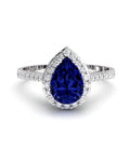 ANILLO VENDOME ORO DIAMANTES 0.21 CT ZAFIRO PERA 7X5 - CRESBER