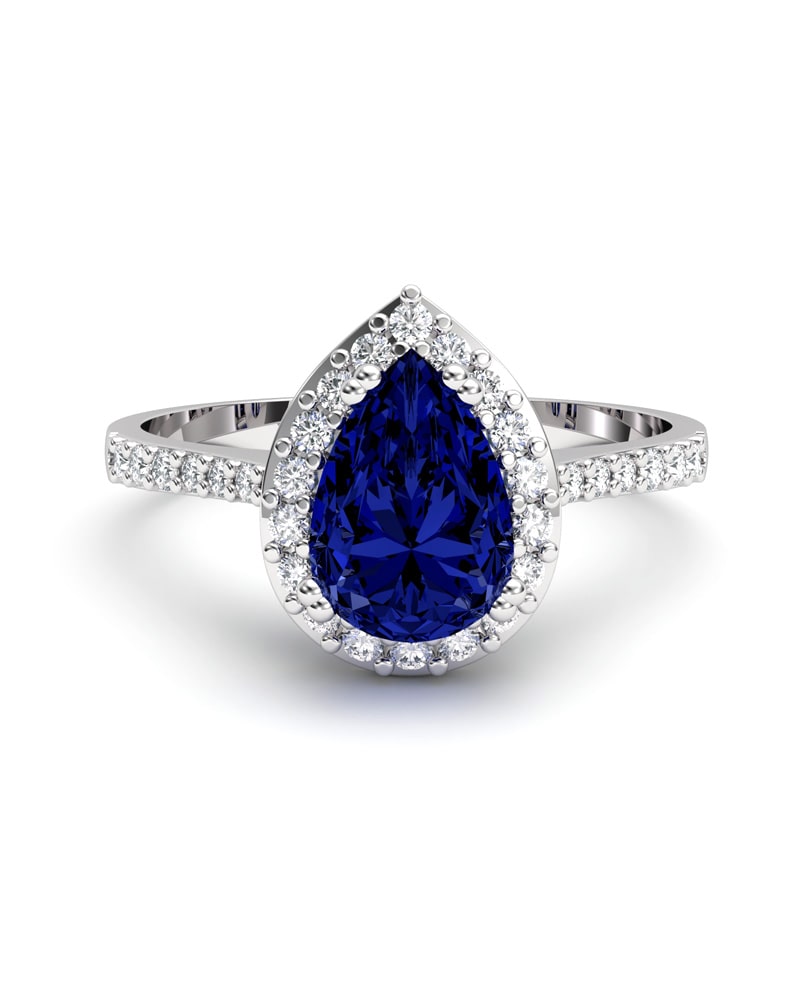 ANILLO VENDOME ORO DIAMANTES 0.21 CT ZAFIRO PERA 7X5 - CRESBER