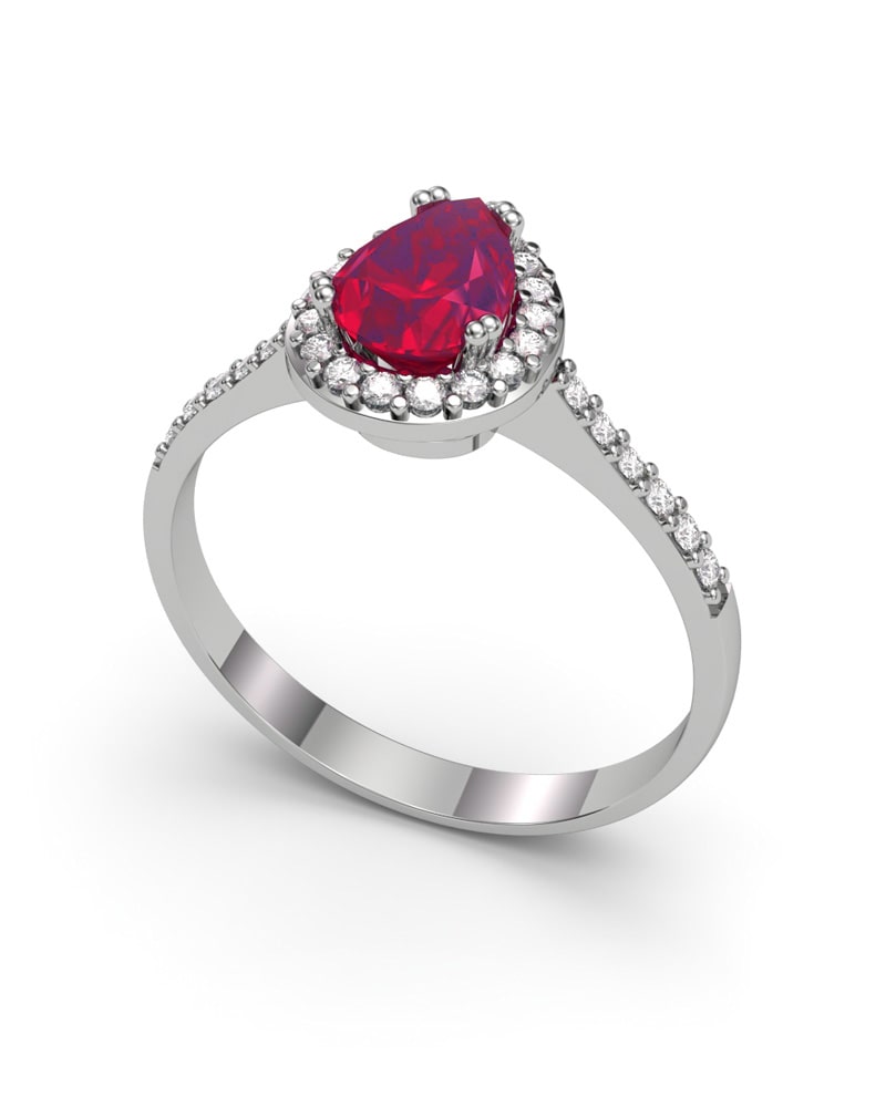ANILLO VENDOME ORO DIAMANTES 0.21 CT RUBI PERA 7X5 - CRESBER