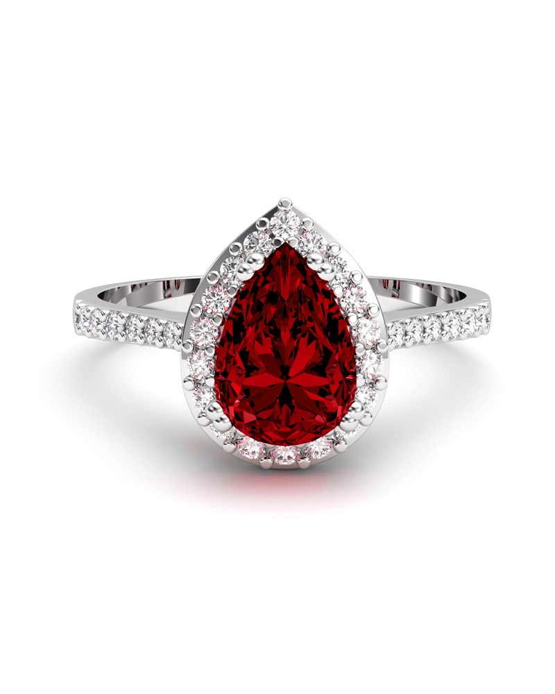 ANILLO VENDOME ORO DIAMANTES 0.21 CT RUBI PERA 7X5 - CRESBER