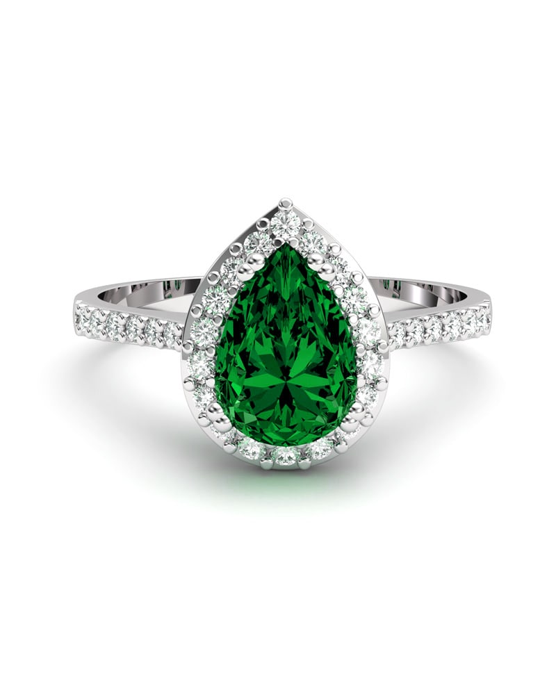 ANILLO VENDOME ORO DIAMANTES 0.21 CT ESMERALDA PERA 7X5 - CRESBER