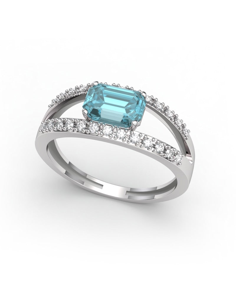 ANILLO BLUE GARDEN ORO DIAMANTES 0.33 CT Y AGUAMARINA - CRESBER