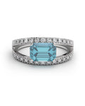 ANILLO BLUE GARDEN ORO DIAMANTES 0.33 CT Y AGUAMARINA - CRESBER
