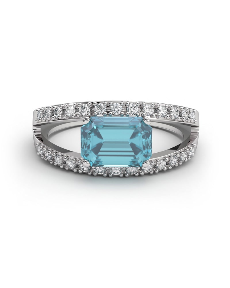 ANILLO BLUE GARDEN ORO DIAMANTES 0.33 CT Y AGUAMARINA - CRESBER