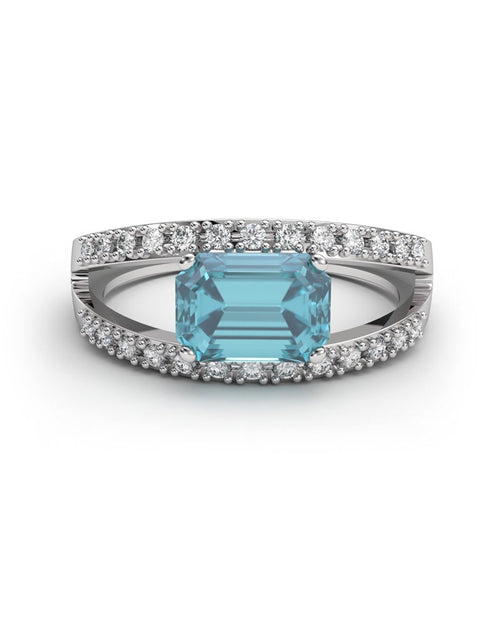 ANILLO BLUE GARDEN ORO DIAMANTES 0.33 CT Y AGUAMARINA - CRESBER