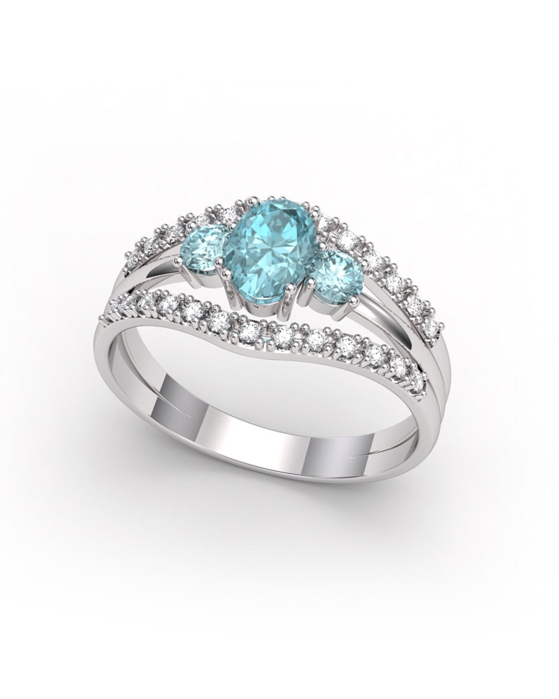 ANILLO BLUE GARDEN ORO DIAMANTES 0.33 CT Y AGUAMARINA - CRESBER