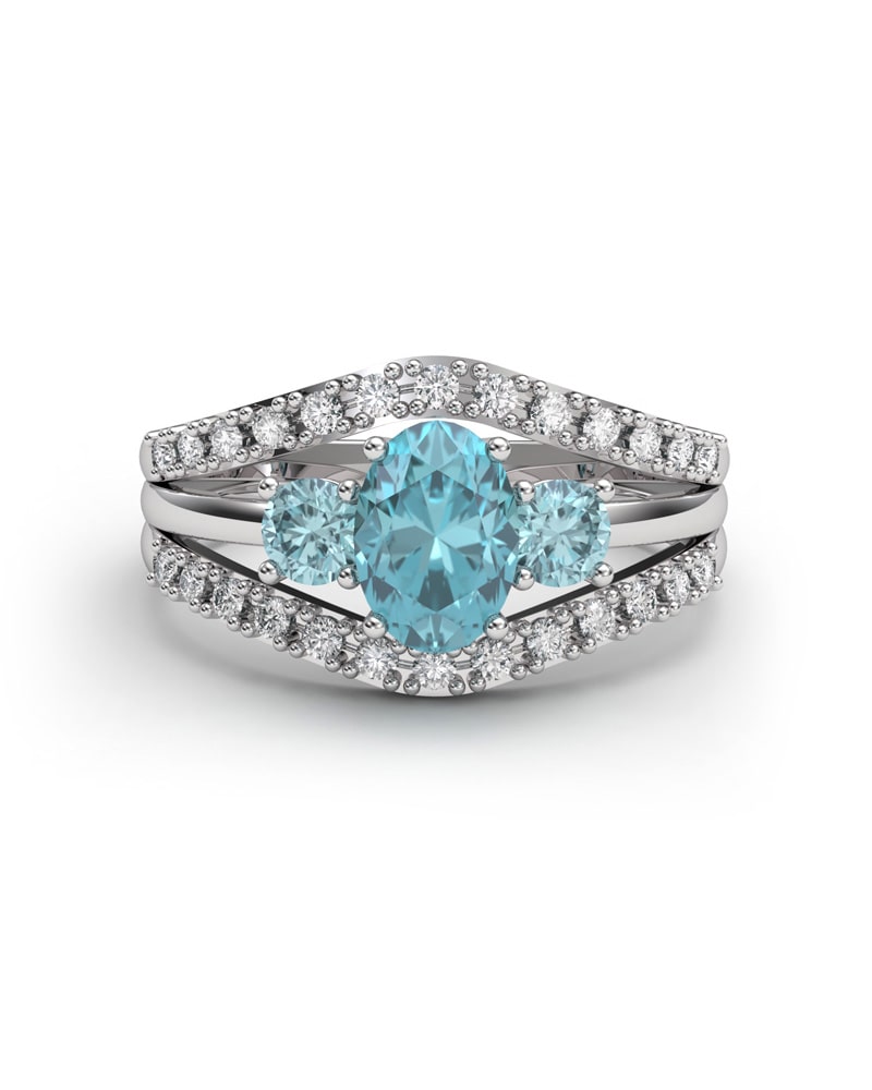 ANILLO BLUE GARDEN ORO DIAMANTES 0.33 CT Y AGUAMARINA - CRESBER