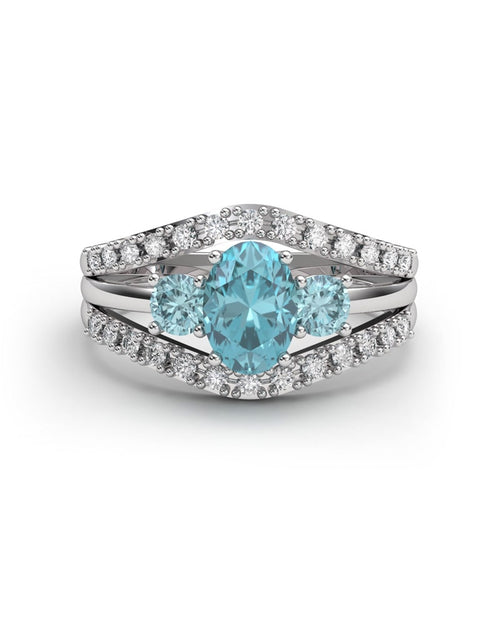 ANILLO BLUE GARDEN ORO DIAMANTES 0.33 CT Y AGUAMARINA - CRESBER