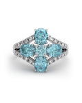 ANILLO BLUE GARDEN ORO DIAMANTES 0.25 CT Y AGUAMARINA - CRESBER
