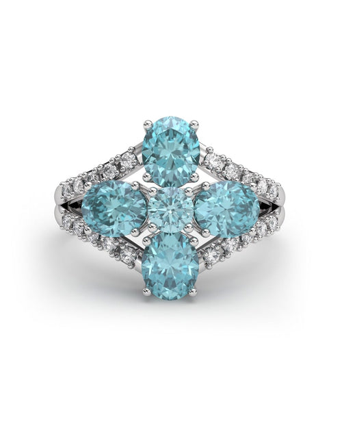 ANILLO BLUE GARDEN ORO DIAMANTES 0.25 CT Y AGUAMARINA - CRESBER