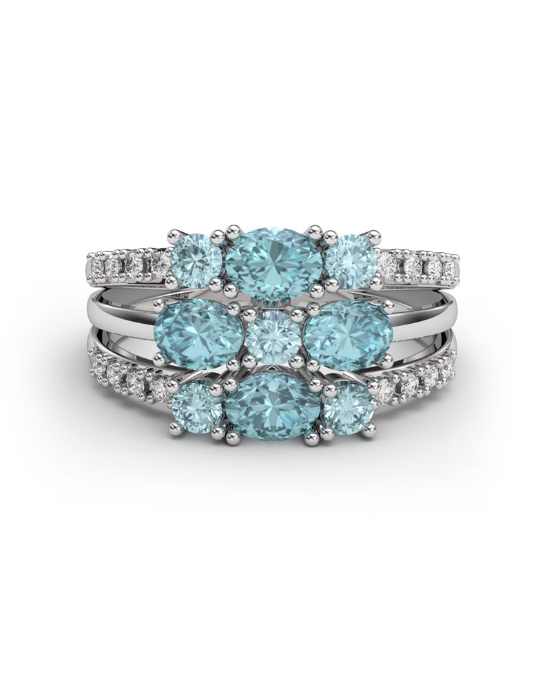 ANILLO BLUE GARDEN ORO DIAMANTES 0.20 CT Y AGUAMARINA - CRESBER