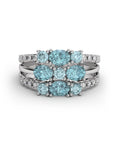 ANILLO BLUE GARDEN ORO DIAMANTES 0.20 CT Y AGUAMARINA - CRESBER