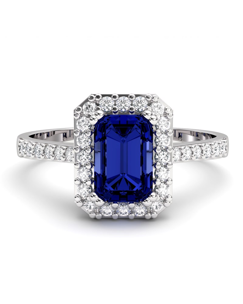 ANILLO VENDOME ORO DIAMANTES 0,23 CT Y ZAFIRO OCTOG 6X4 - CRESBER