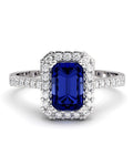 ANILLO VENDOME ORO DIAMANTES 0,23 CT Y ZAFIRO OCTOG 6X4 - CRESBER