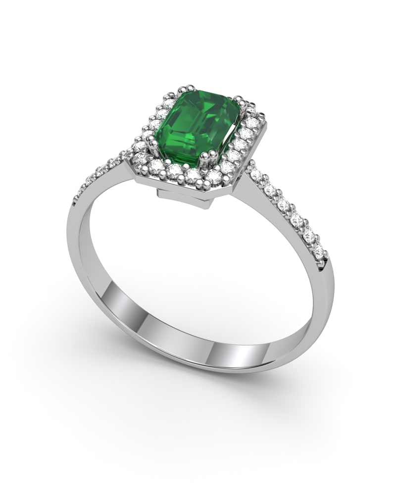 ANILLO VENDOME ORO DIAMANTES 0,23 CT Y ESMERALDA OCTOG 6X4 - CRESBER