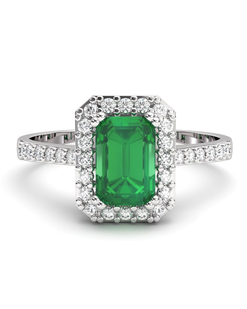 ANILLO VENDOME ORO DIAMANTES 0,23 CT Y ESMERALDA OCTOG 6X4 - CRESBER
