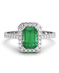 ANILLO VENDOME ORO DIAMANTES 0,23 CT Y ESMERALDA OCTOG 6X4 - CRESBER