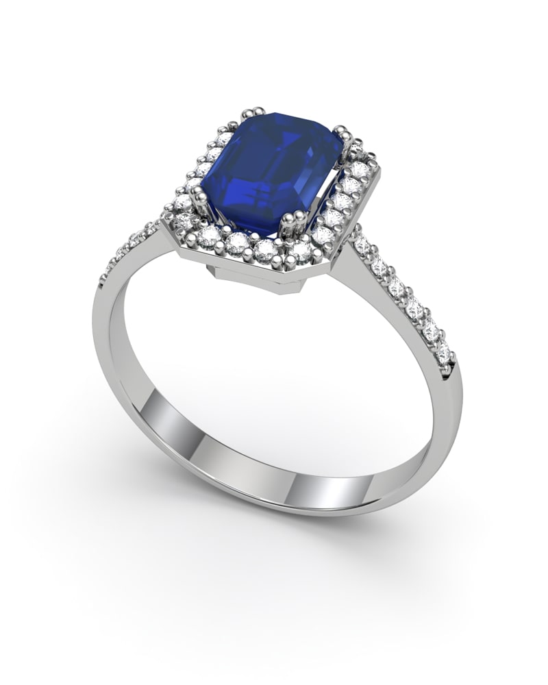 ANILLO VENDOME ORO DIAMANTES 0,23 CT Y ZAFIRO OCT 7X5 - CRESBER