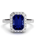 ANILLO VENDOME ORO DIAMANTES 0,23 CT Y ZAFIRO OCT 7X5 - CRESBER