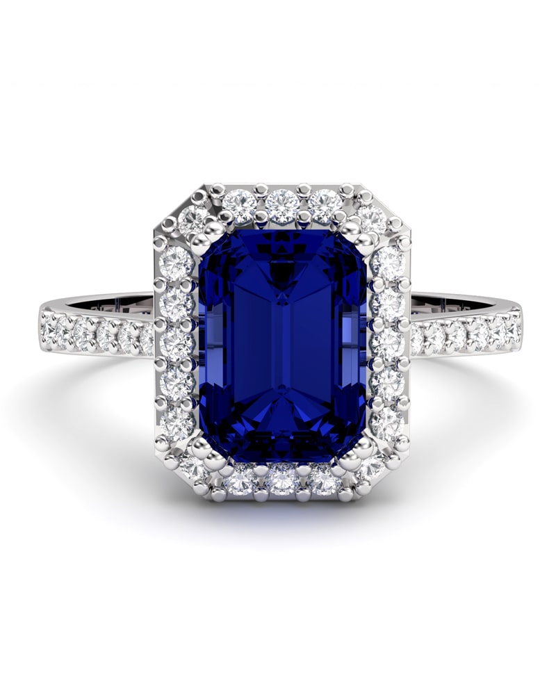 ANILLO VENDOME ORO DIAMANTES 0,23 CT Y ZAFIRO OCT 7X5 - CRESBER