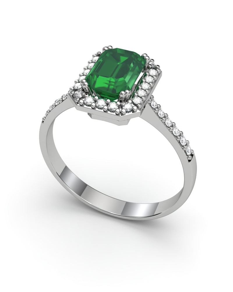 ANILLO VENDOME ORO DIAMANTES 0,23 CT Y ESMERALDA OCT 7X5 - CRESBER