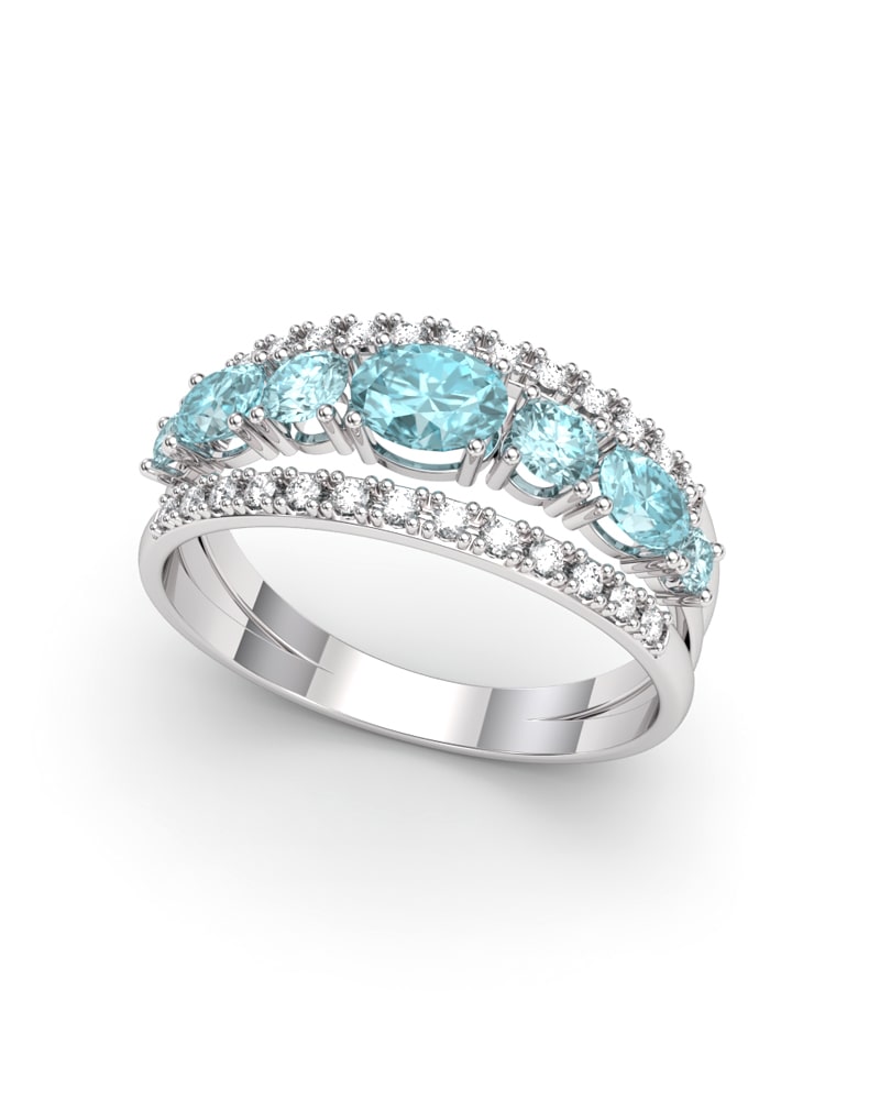 ANILLO BLUE GARDEN ORO DIAMANTES 0.17 CT Y AGUAMARINA 1,02 CT - CRESBER