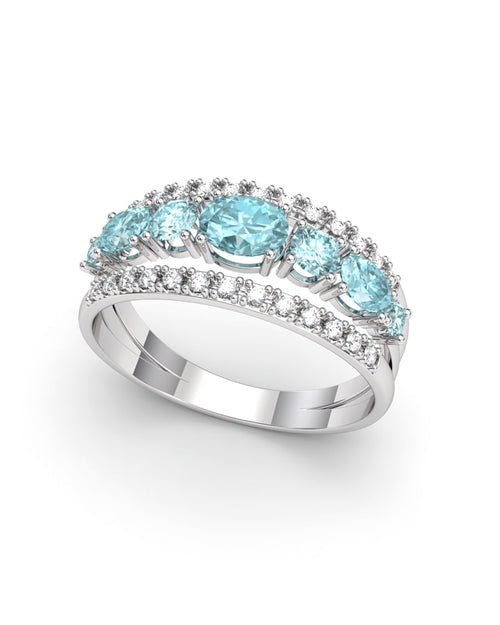 ANILLO BLUE GARDEN ORO DIAMANTES 0.17 CT Y AGUAMARINA 1,02 CT - CRESBER