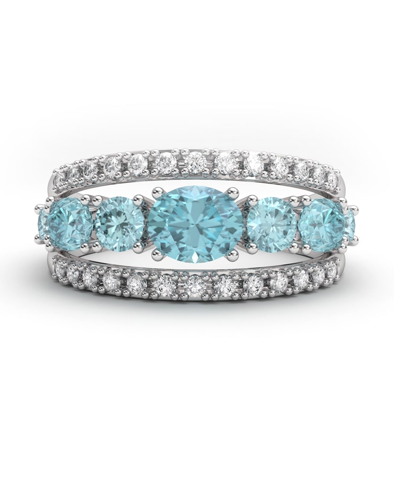 ANILLO BLUE GARDEN ORO DIAMANTES 0.17 CT Y AGUAMARINA 1,02 CT - CRESBER