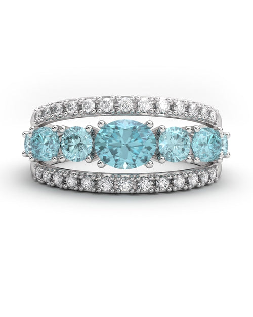 ANILLO BLUE GARDEN ORO DIAMANTES 0.17 CT Y AGUAMARINA 1,02 CT - CRESBER